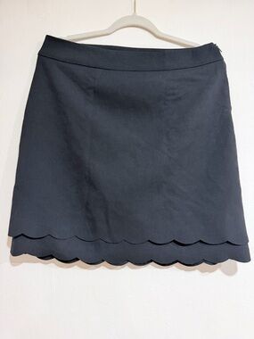 Elle Black Mini Skirt with Double Scallop